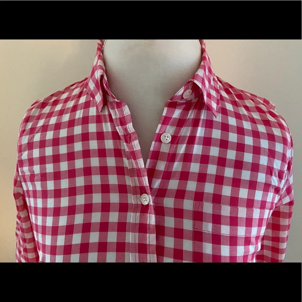 💕BNWT Cute Pink/White Gingham Print Shirt - Picture 2 of 8